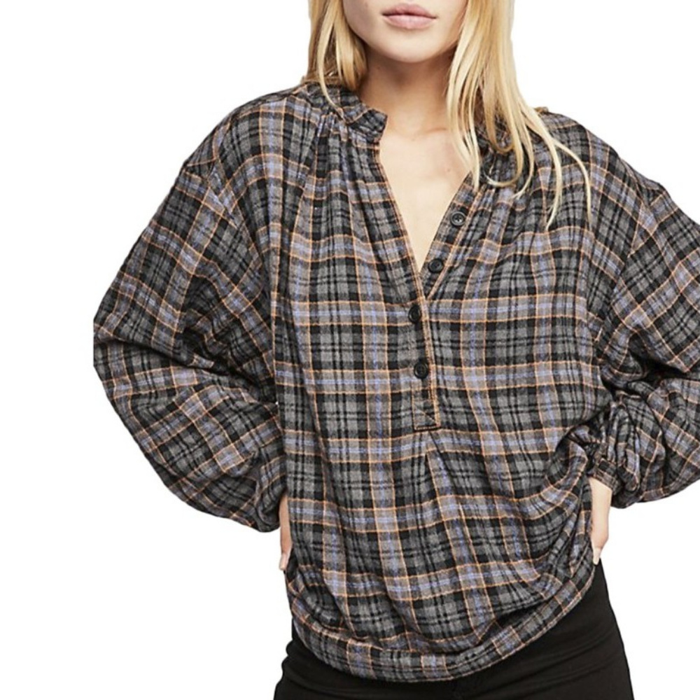 Free People NOTHERN BOUND Shirt XS Onyx Combo